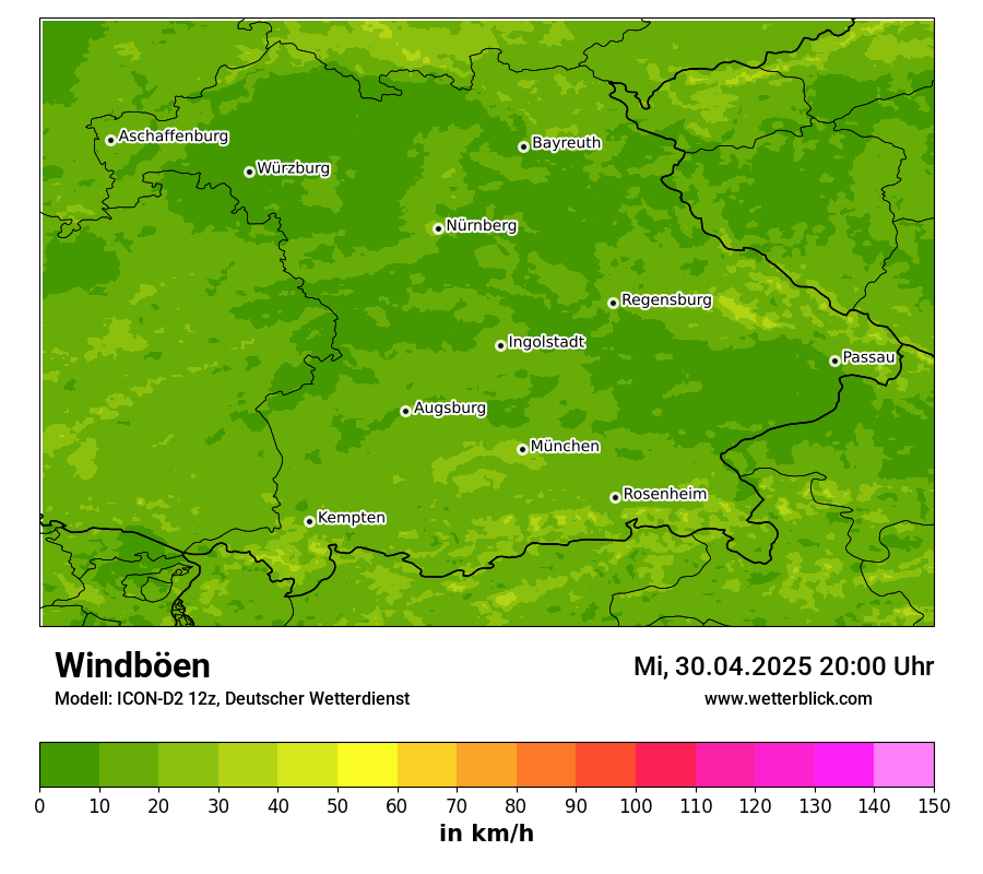 Modellkarten Windgeschwindigkeit