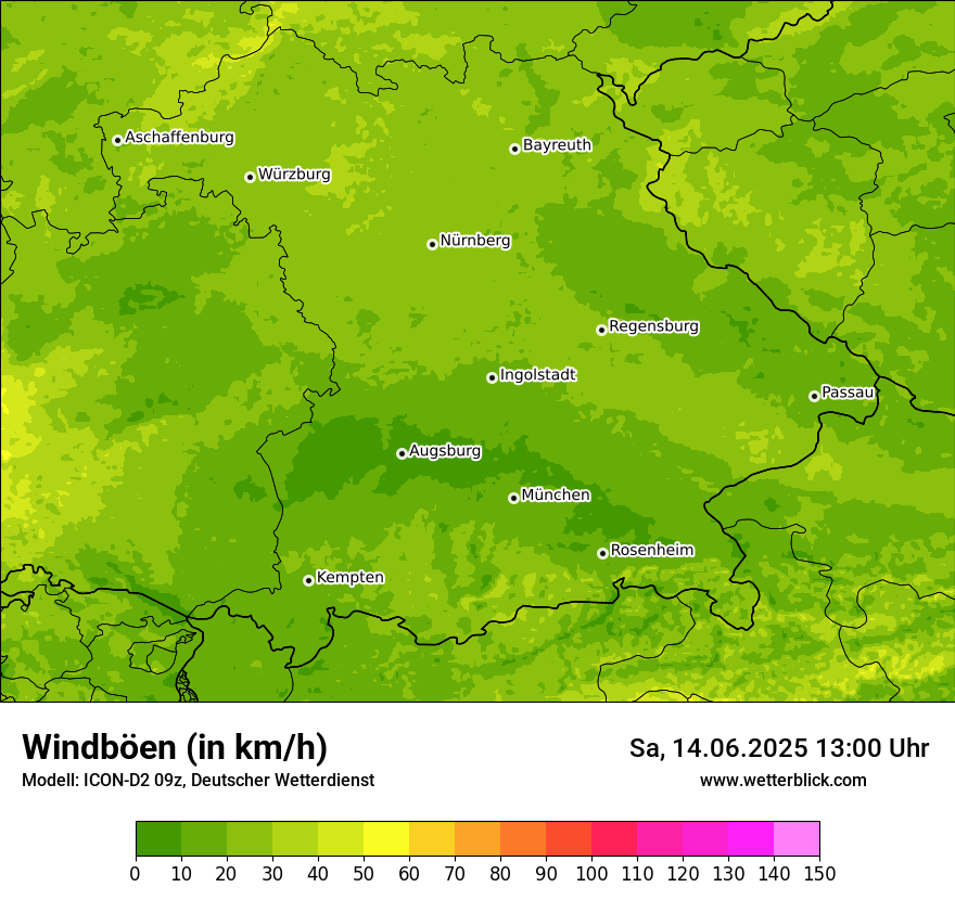 Modellkarten Windgeschwindigkeit