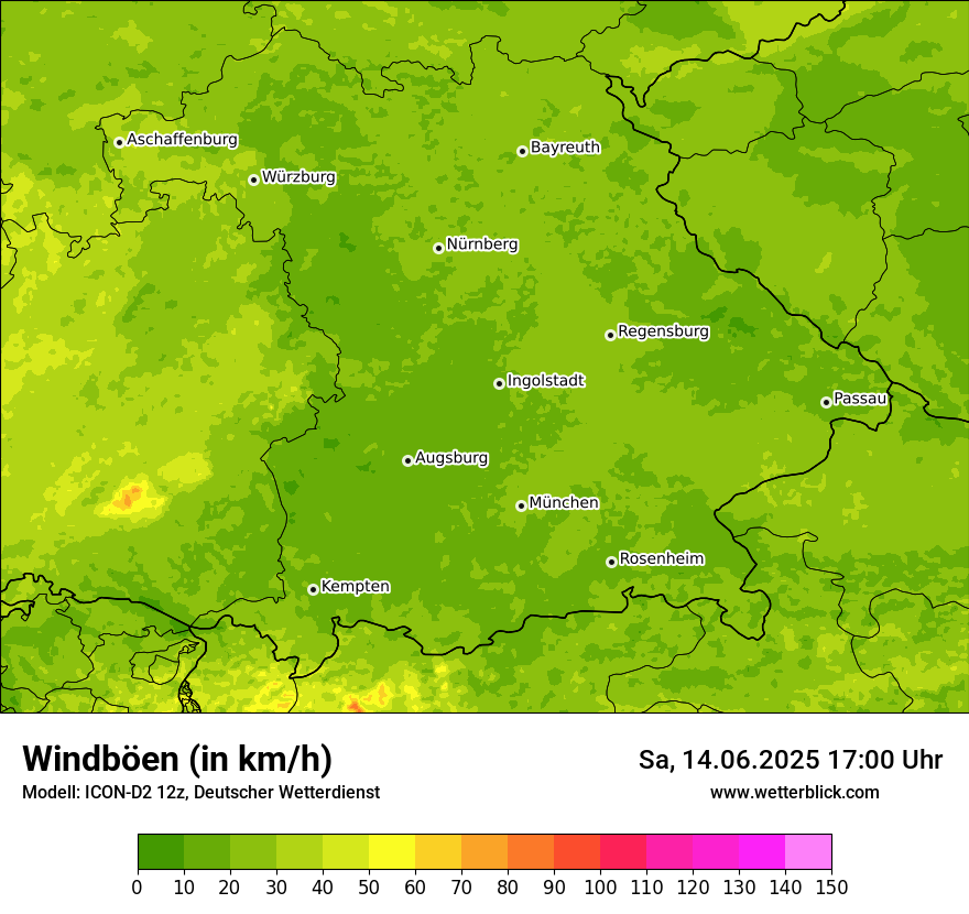 Modellkarten Windgeschwindigkeit