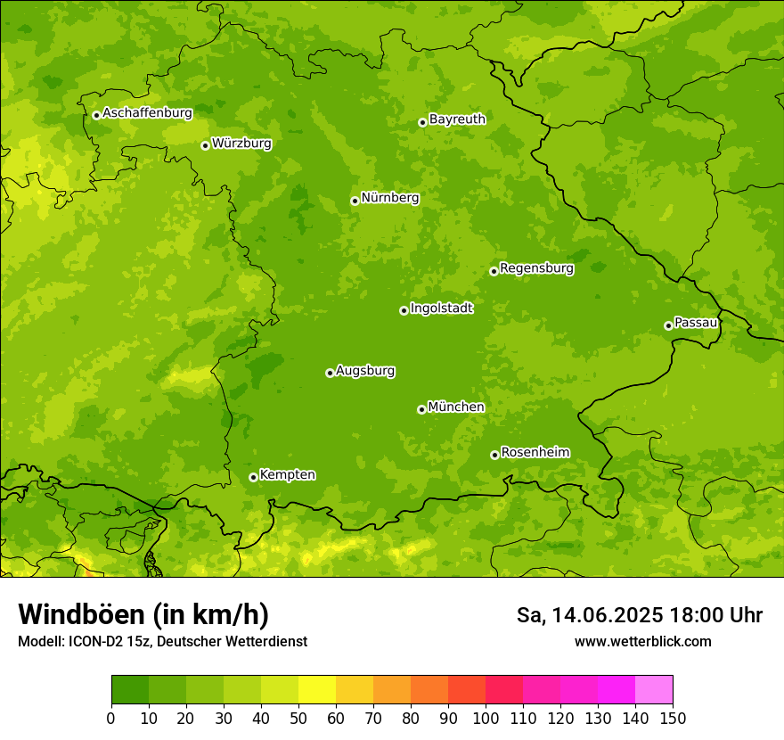 Modellkarten Windgeschwindigkeit