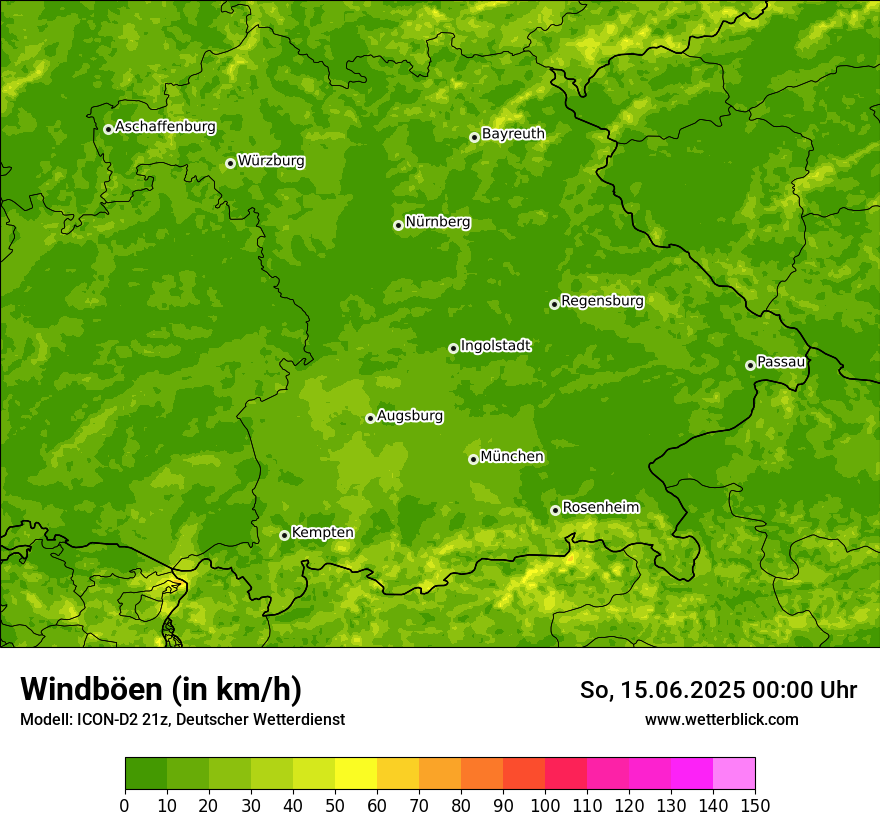 Modellkarten Windgeschwindigkeit