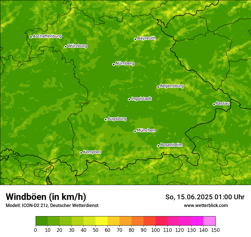 Modellkarten Windgeschwindigkeit