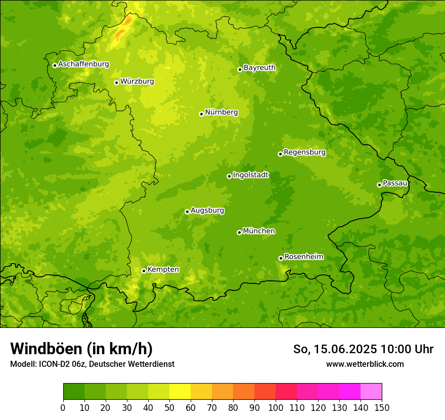 Modellkarten Windgeschwindigkeit