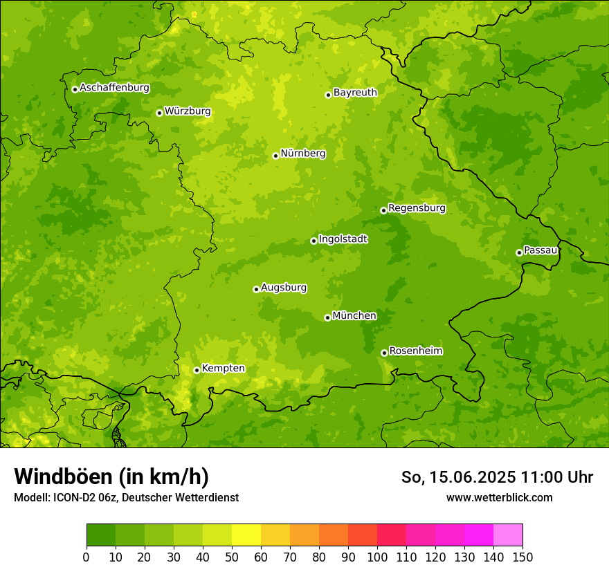 Modellkarten Windgeschwindigkeit