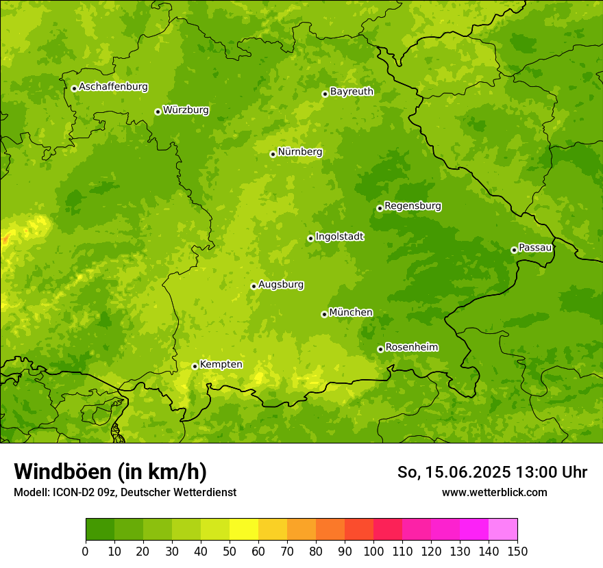 Modellkarten Windgeschwindigkeit