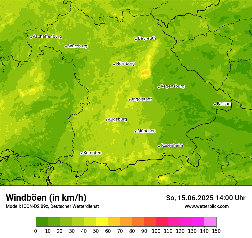 Modellkarten Windgeschwindigkeit