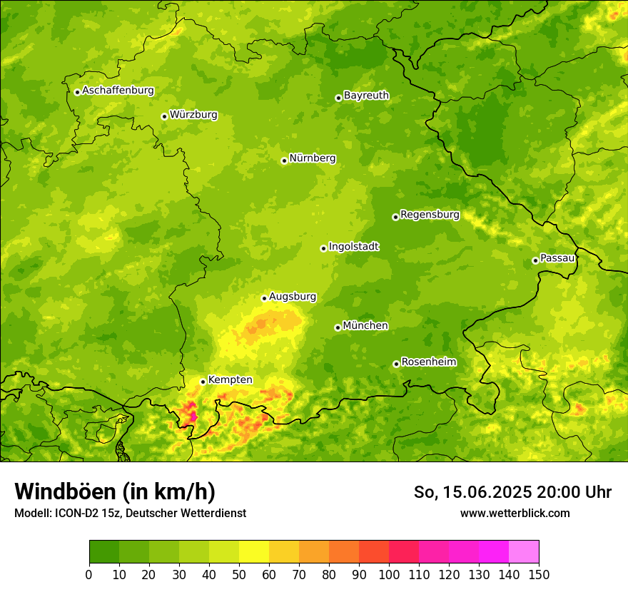 Modellkarten Windgeschwindigkeit