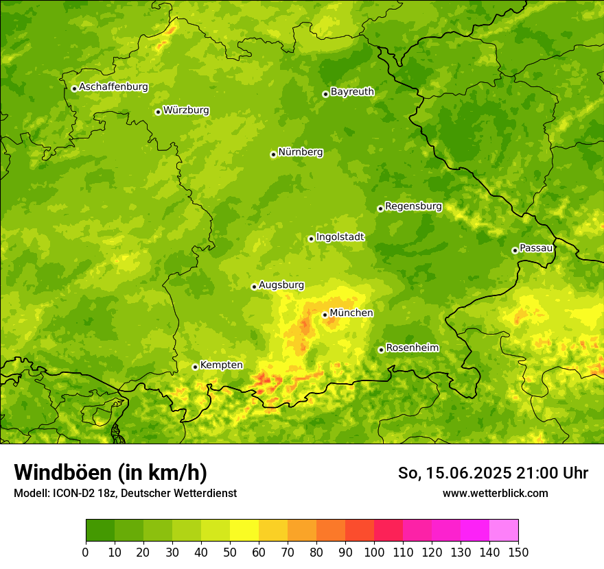 Modellkarten Windgeschwindigkeit