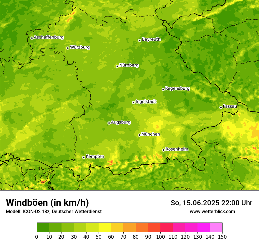 Modellkarten Windgeschwindigkeit