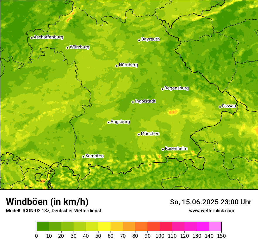 Modellkarten Windgeschwindigkeit