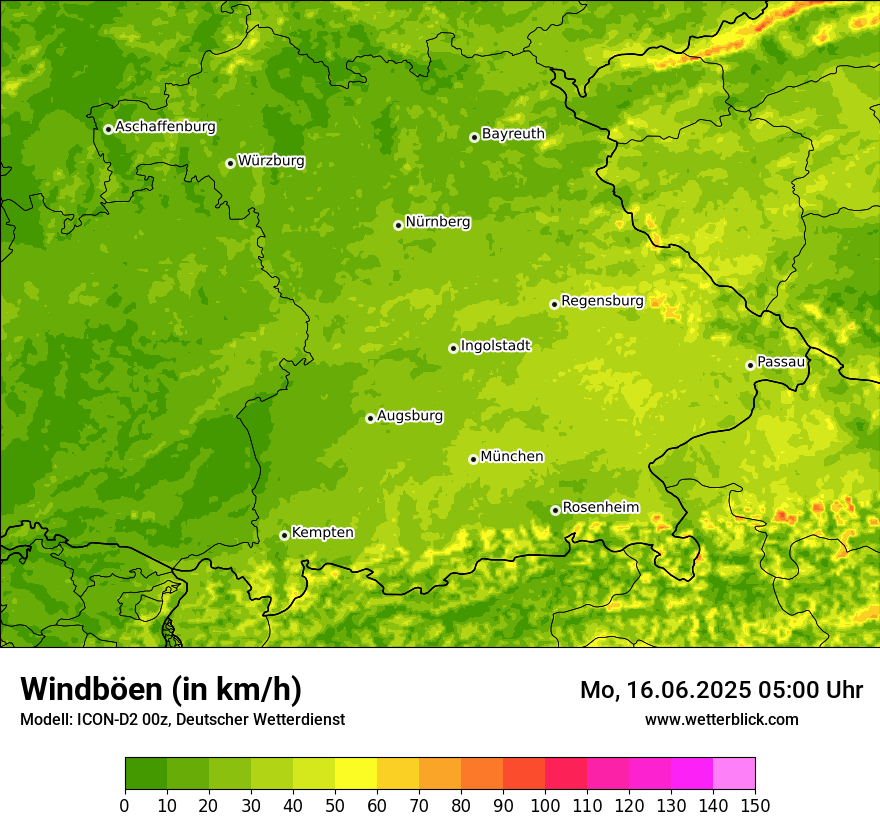 Modellkarten Windgeschwindigkeit