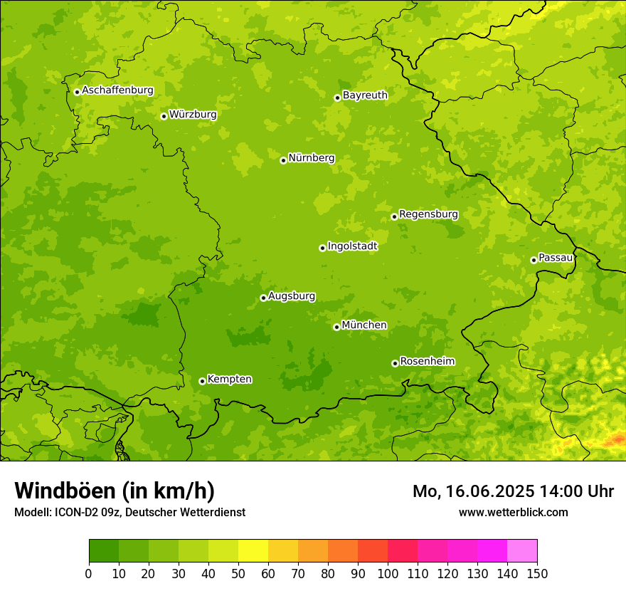 Modellkarten Windgeschwindigkeit