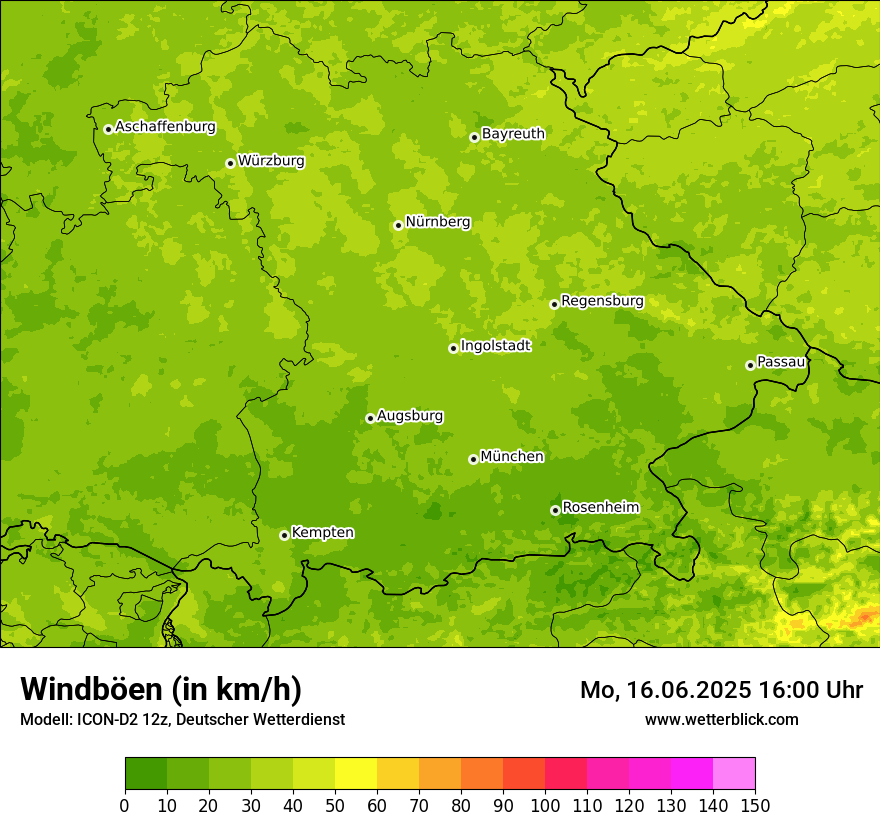 Modellkarten Windgeschwindigkeit
