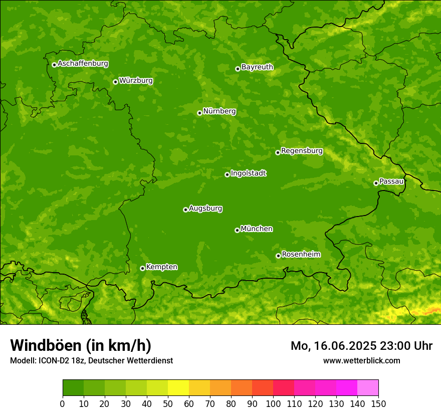 Modellkarten Windgeschwindigkeit