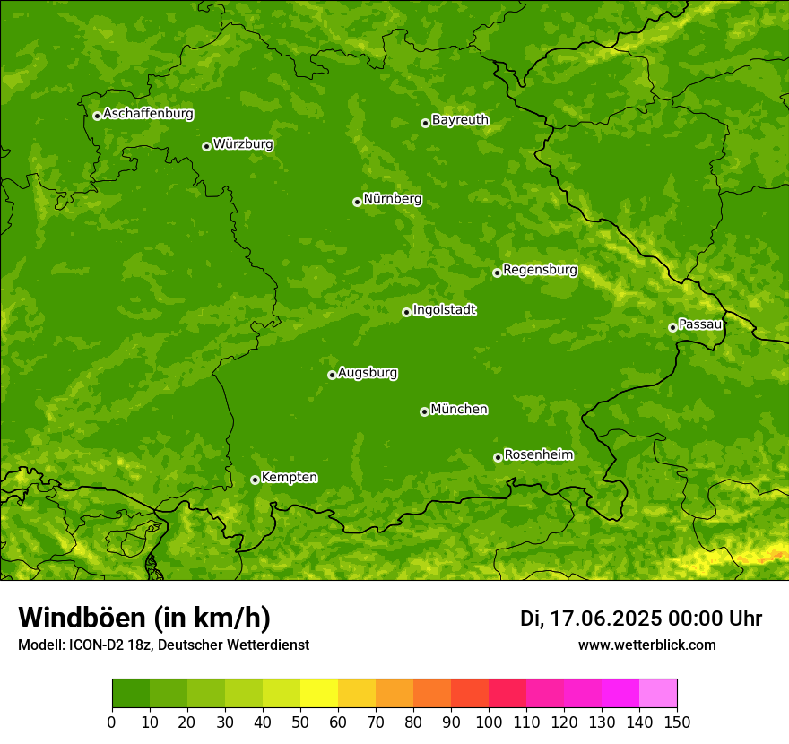 Modellkarten Windgeschwindigkeit