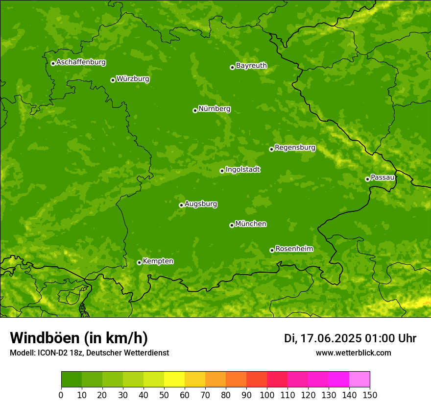 Modellkarten Windgeschwindigkeit