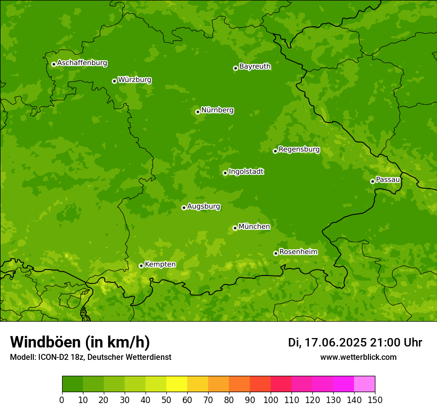 Modellkarten Windgeschwindigkeit