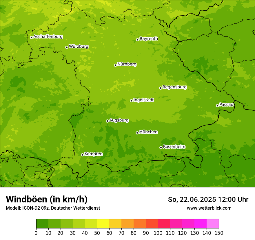 Modellkarten Windgeschwindigkeit