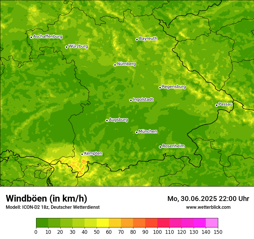 Modellkarten Windgeschwindigkeit