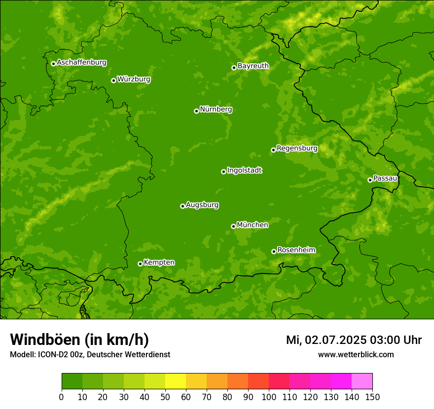 Modellkarten Windgeschwindigkeit