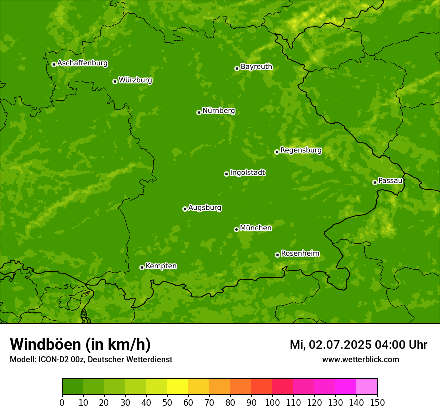 Modellkarten Windgeschwindigkeit