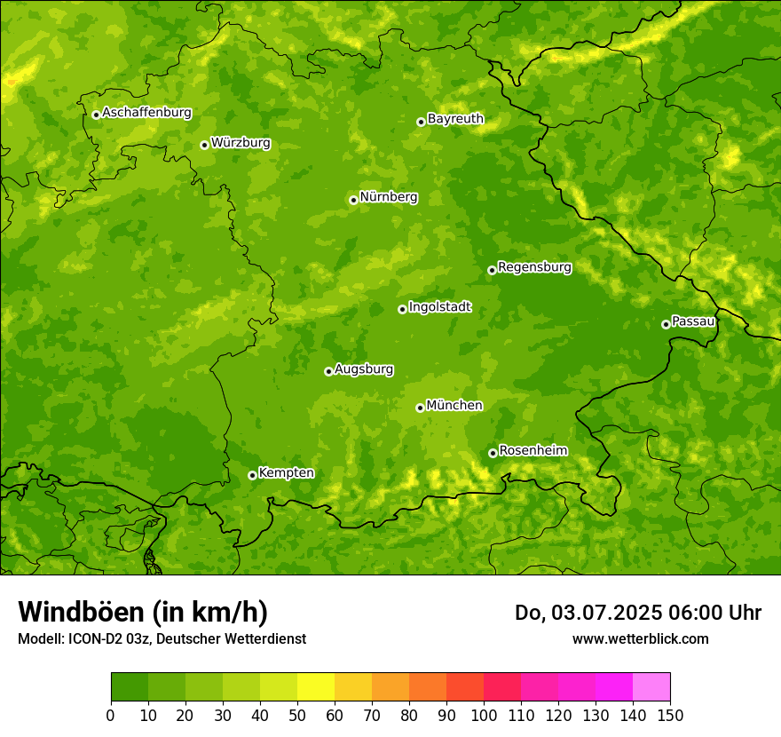 Modellkarten Windgeschwindigkeit