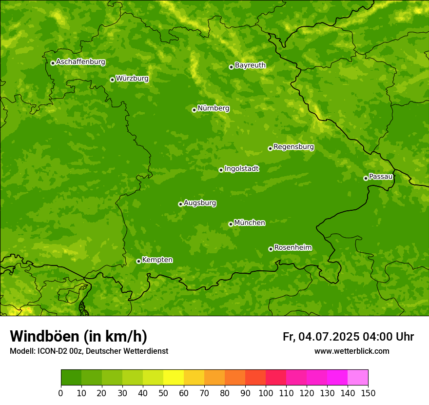 Modellkarten Windgeschwindigkeit
