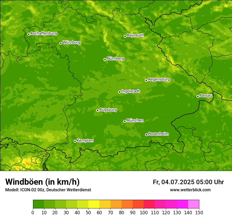Modellkarten Windgeschwindigkeit