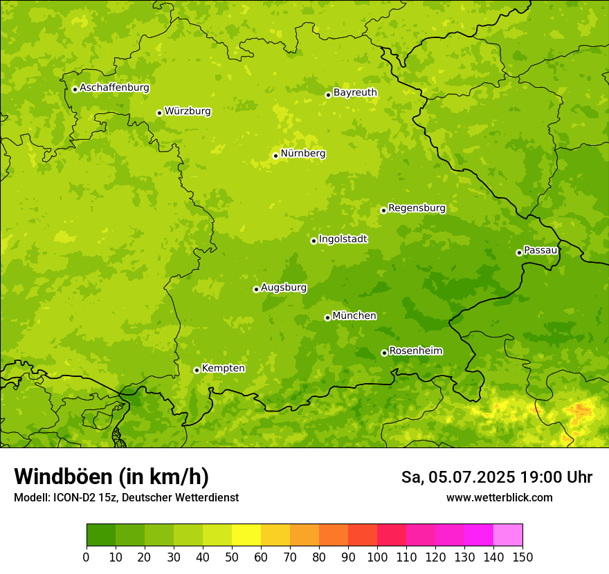 Modellkarten Windgeschwindigkeit