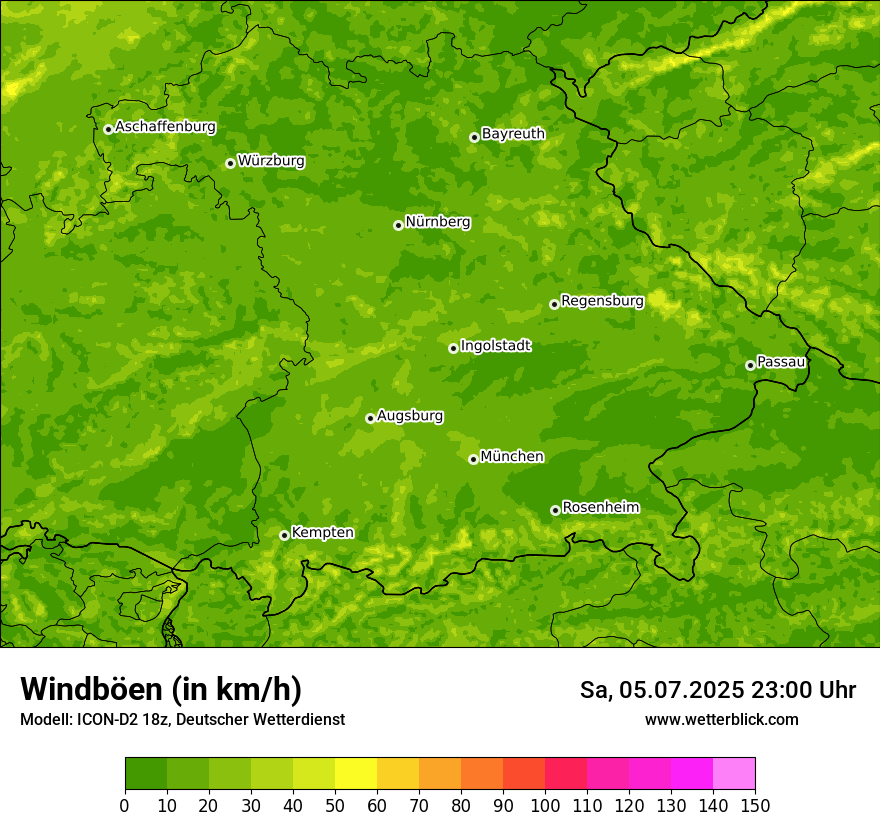 Modellkarten Windgeschwindigkeit
