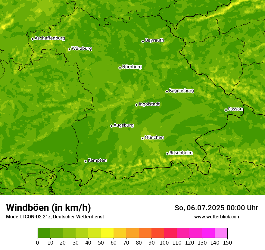Modellkarten Windgeschwindigkeit