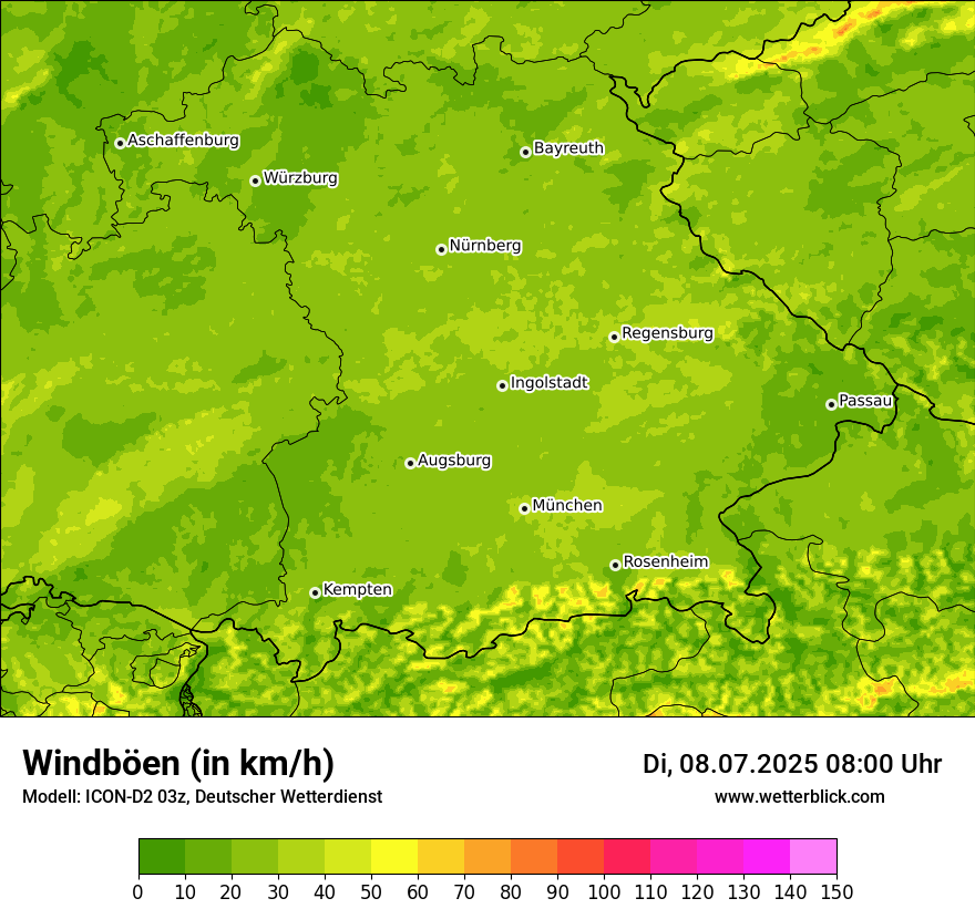 Modellkarten Windgeschwindigkeit