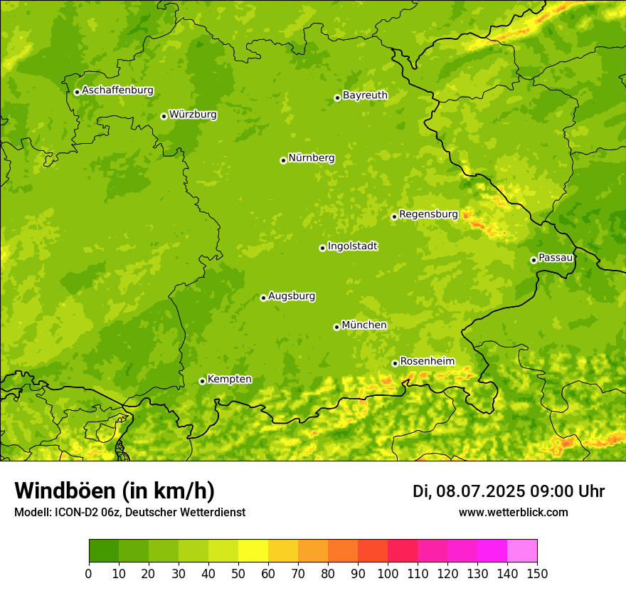 Modellkarten Windgeschwindigkeit