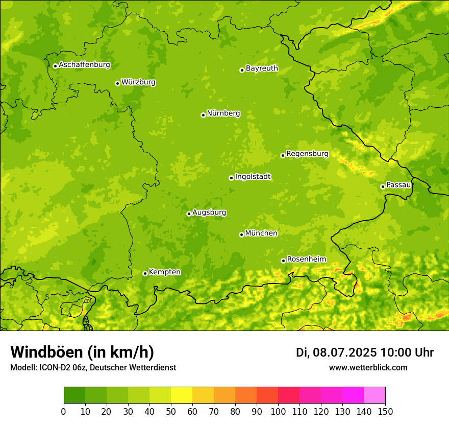 Modellkarten Windgeschwindigkeit