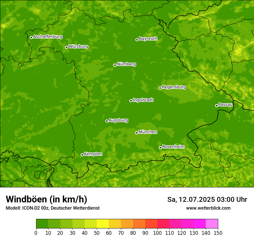 Modellkarten Windgeschwindigkeit