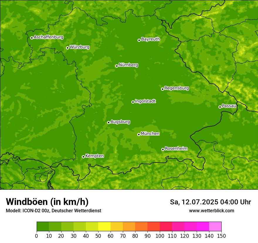 Modellkarten Windgeschwindigkeit