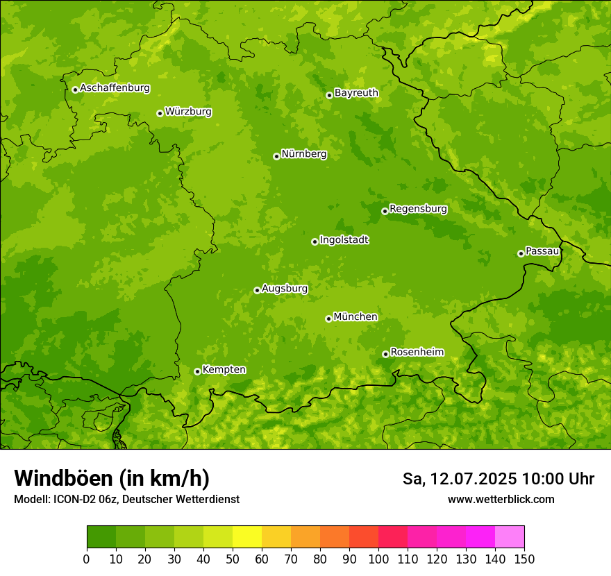 Modellkarten Windgeschwindigkeit