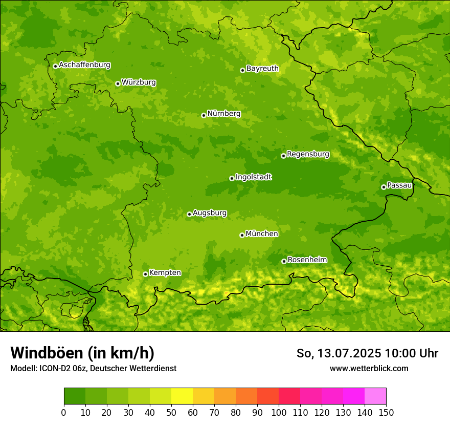 Modellkarten Windgeschwindigkeit