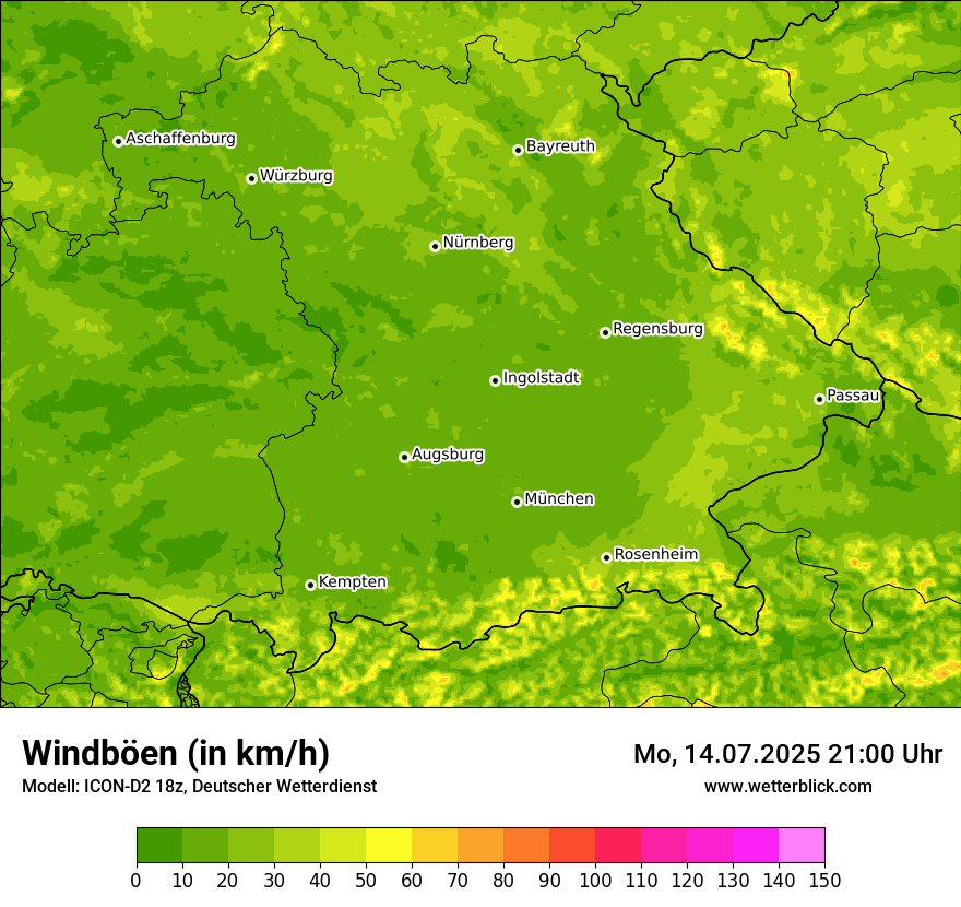 Modellkarten Windgeschwindigkeit