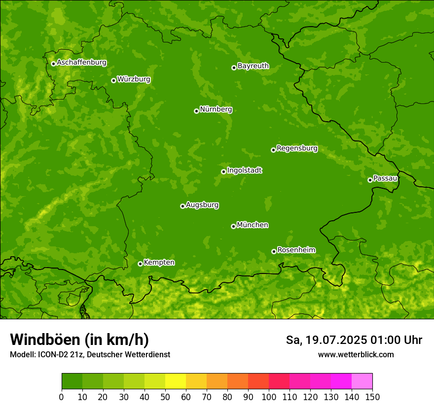 Modellkarten Windgeschwindigkeit