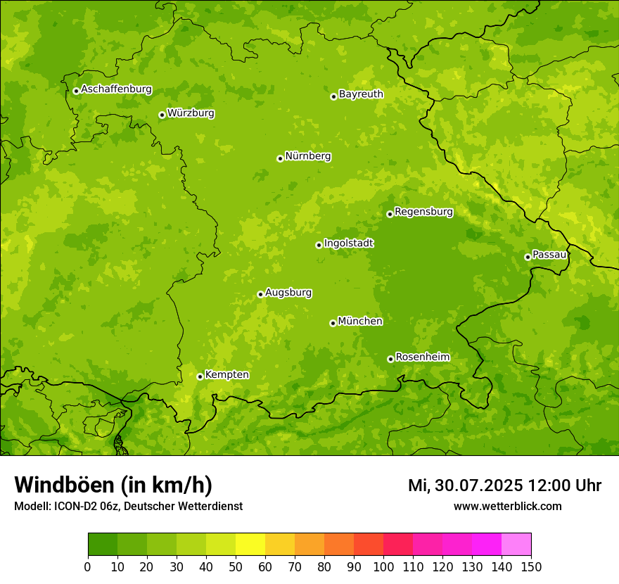 Modellkarten Windgeschwindigkeit