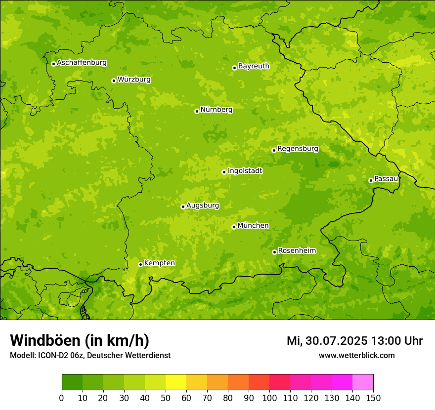 Modellkarten Windgeschwindigkeit