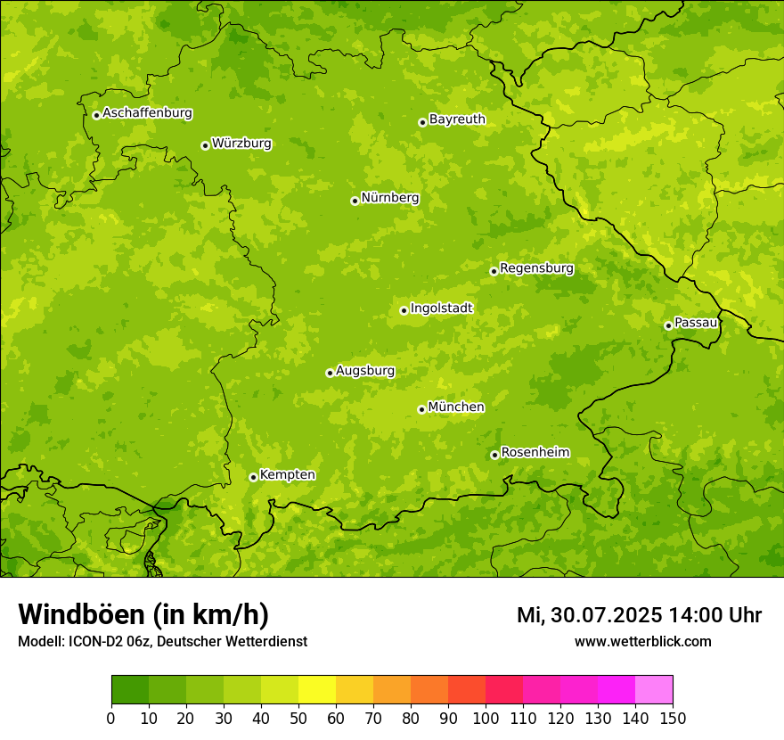 Modellkarten Windgeschwindigkeit