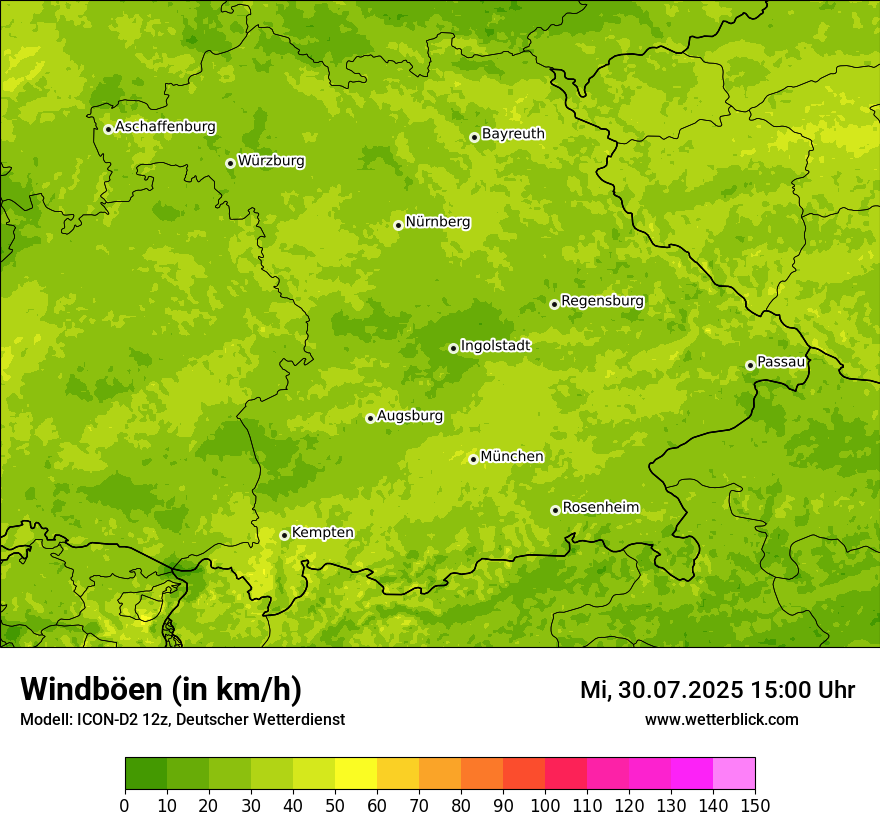 Modellkarten Windgeschwindigkeit