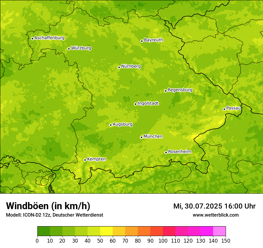 Modellkarten Windgeschwindigkeit