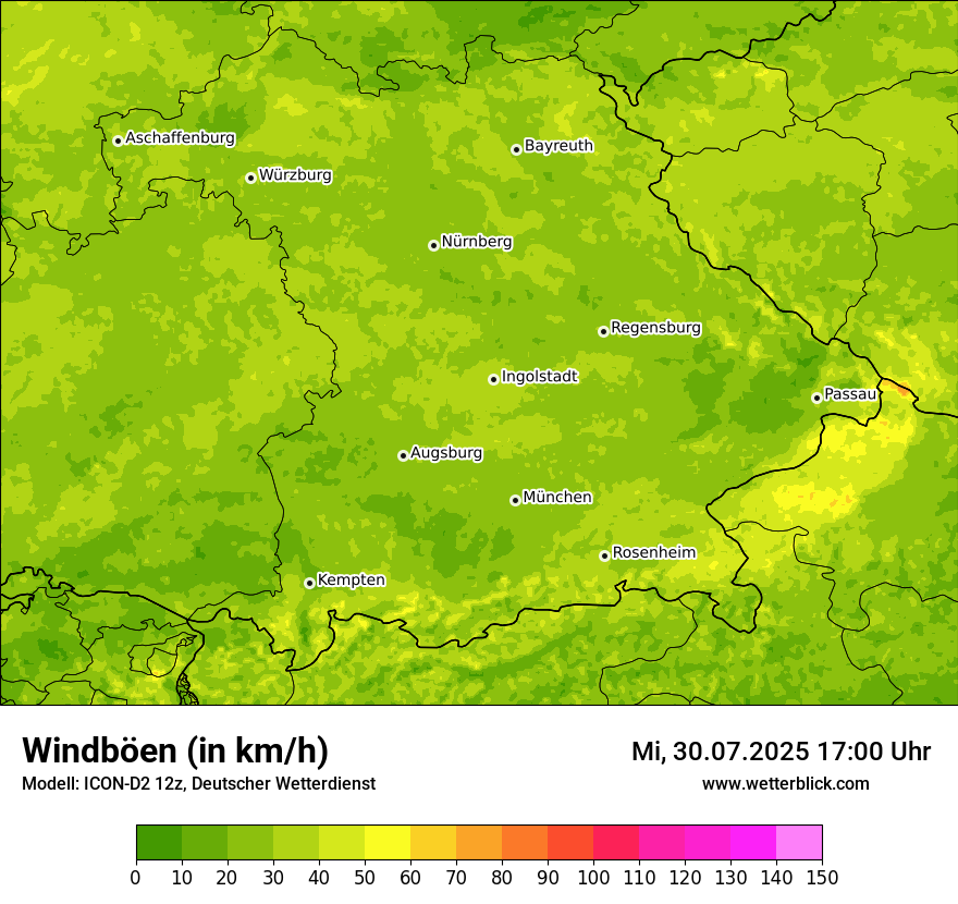 Modellkarten Windgeschwindigkeit