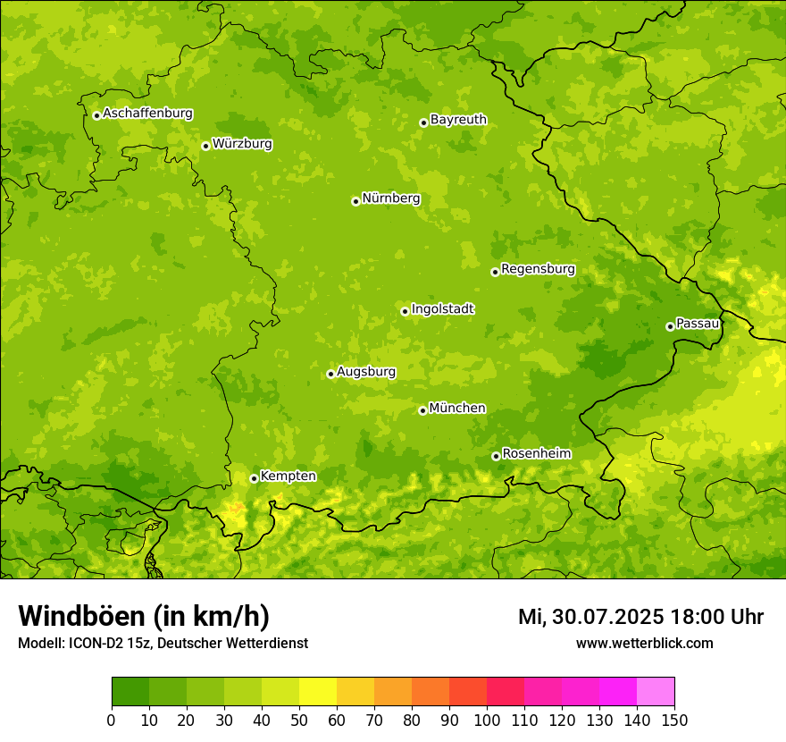 Modellkarten Windgeschwindigkeit