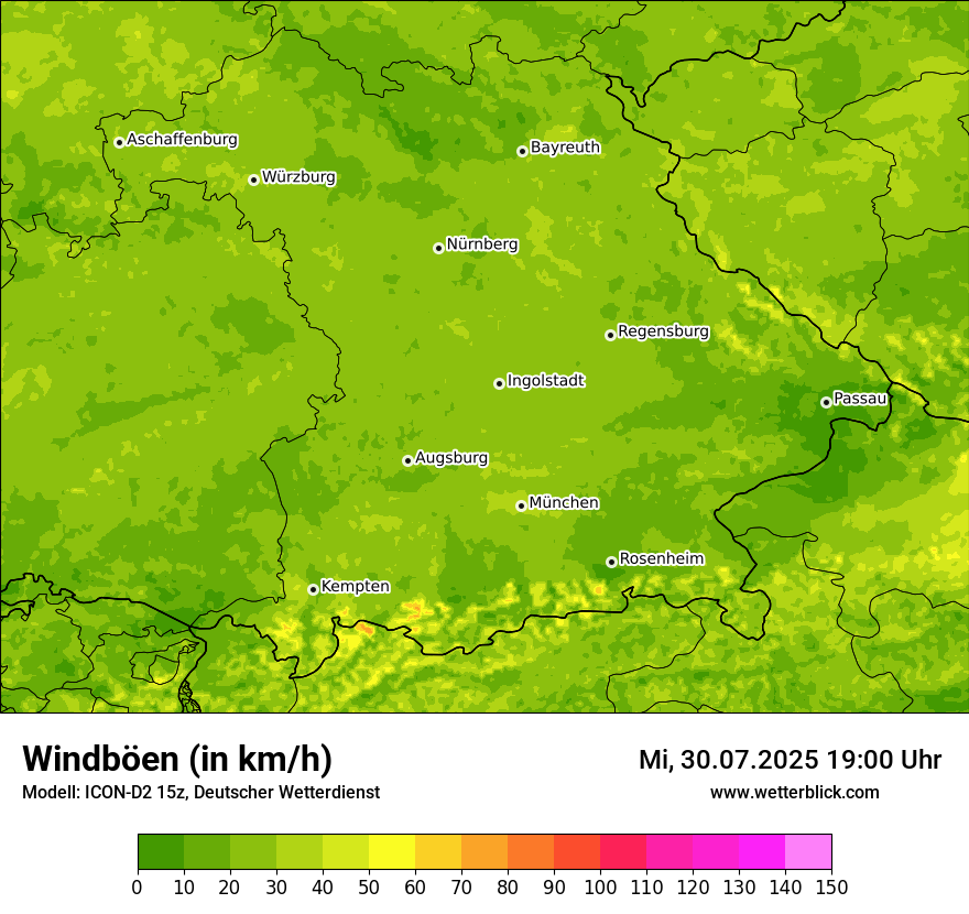 Modellkarten Windgeschwindigkeit