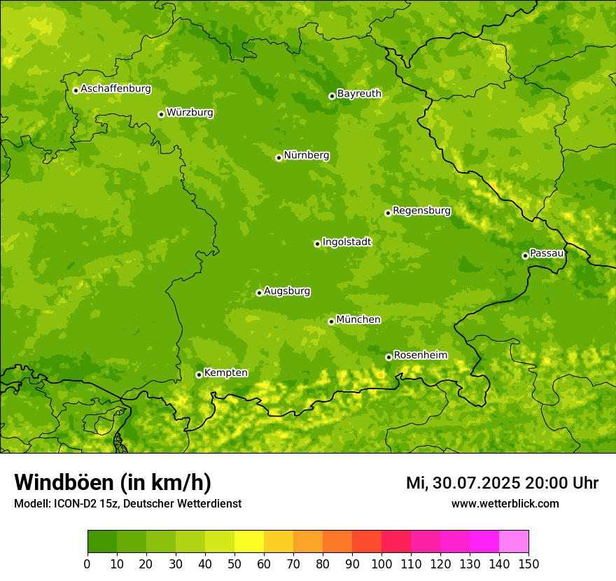 Modellkarten Windgeschwindigkeit