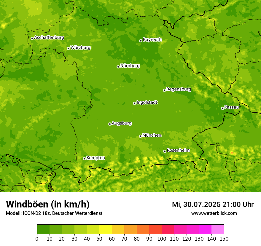 Modellkarten Windgeschwindigkeit